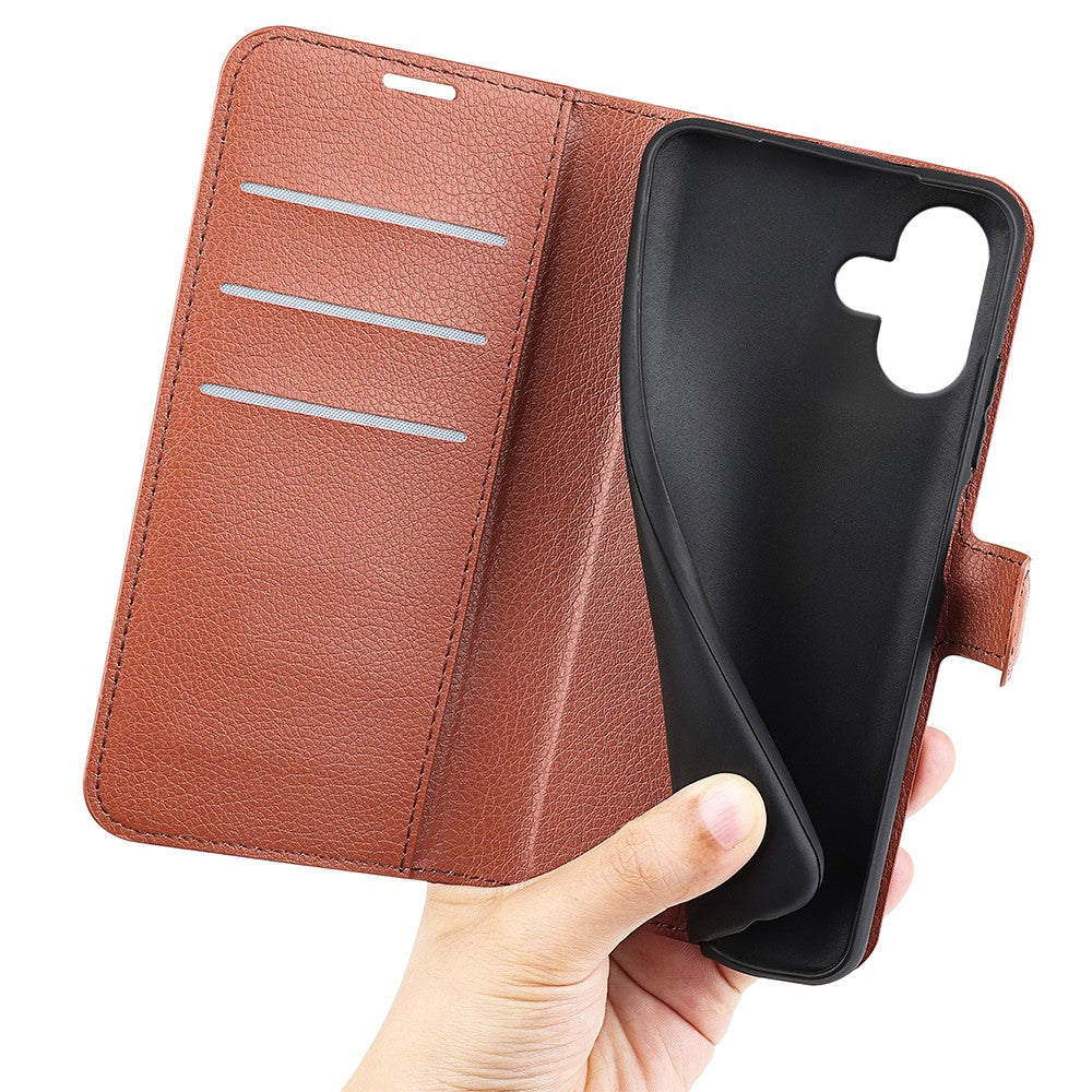 For iPhone 16 Case Wallet Leather Phone Cover Litchi Texture