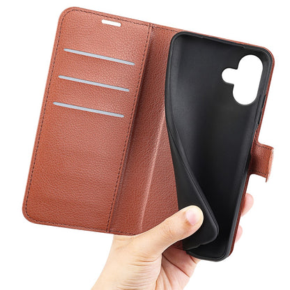 For iPhone 16 Case Wallet Leather Phone Cover Litchi Texture