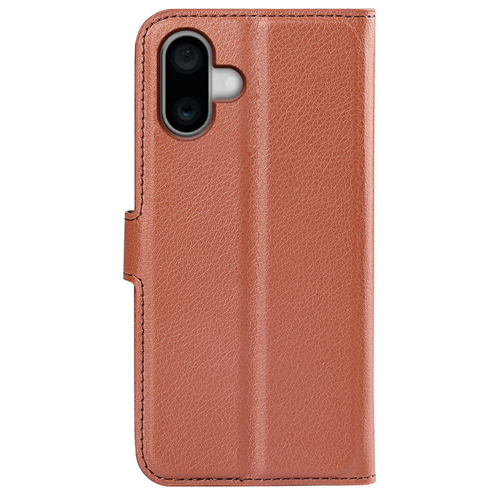 For iPhone 16 Case Wallet Leather Phone Cover Litchi Texture