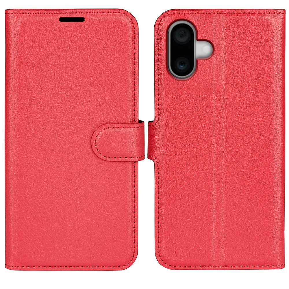 For iPhone 16 Case Wallet Leather Phone Cover Litchi Texture