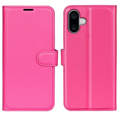 For iPhone 16 Case Wallet Leather Phone Cover Litchi Texture
