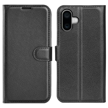 For iPhone 16 Case Wallet Leather Phone Cover Litchi Texture