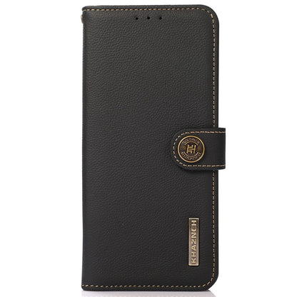 KHAZNEH For iPhone 16 Case RFID Blocking Genuine Cow Leather Phone Wallet Cover