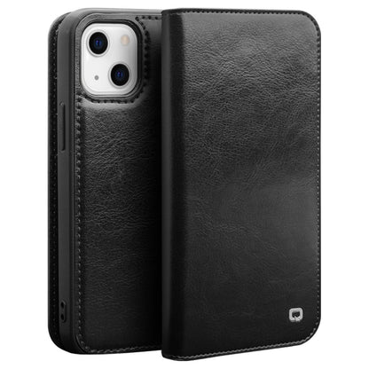 QIALINO For iPhone 14 Plus Full Protection Phone Flip Wallet Case Stand Drop-proof Genuine Leather Phone Cover