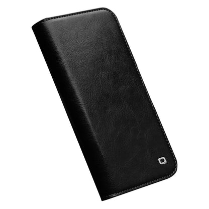 QIALINO For iPhone 14 Plus Full Protection Phone Flip Wallet Case Stand Drop-proof Genuine Leather Phone Cover