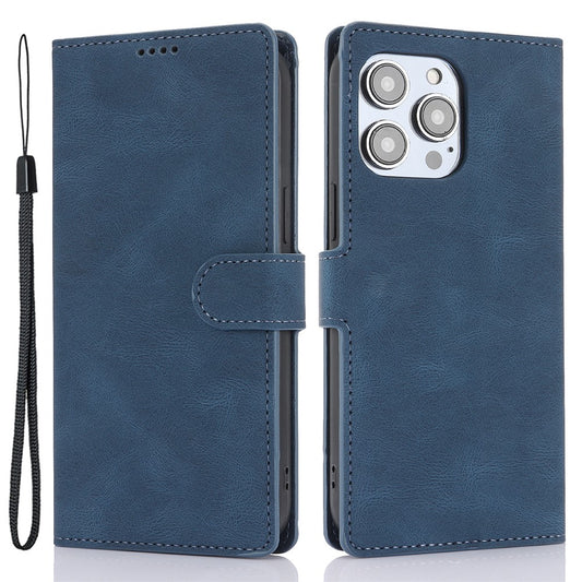 For iPhone 16 Pro Max Case Wallet PU Leather Stand Phone Cover with Wrist Strap