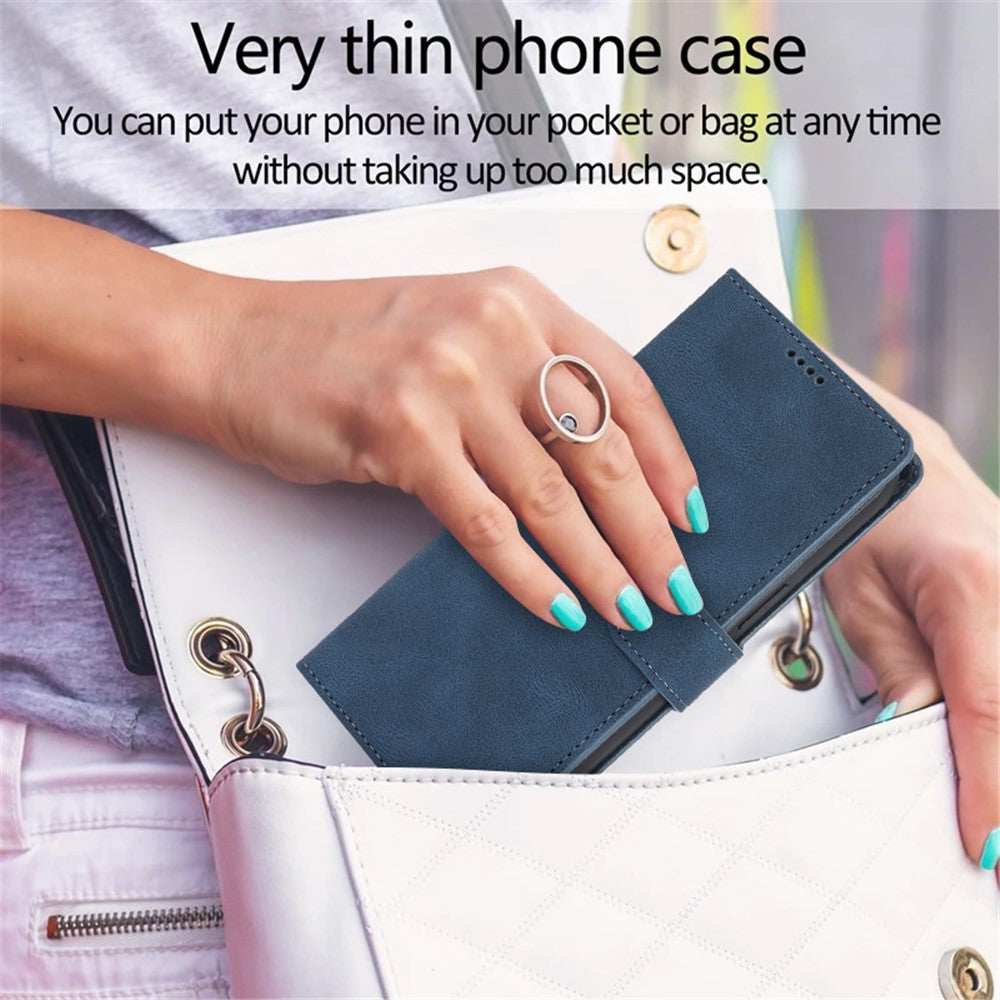 For iPhone 16 Pro Max Case Wallet PU Leather Stand Phone Cover with Wrist Strap