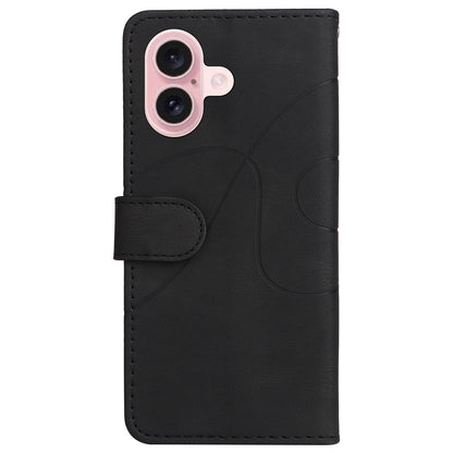 For iPhone 16 Leather Case Wallet Stand Color Splicing Phone Cover