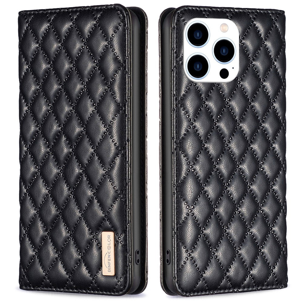 BINFEN COLOR BF Style-16 For iPhone 16 Pro Max Case PU Leather Phone Cover with Card Slots