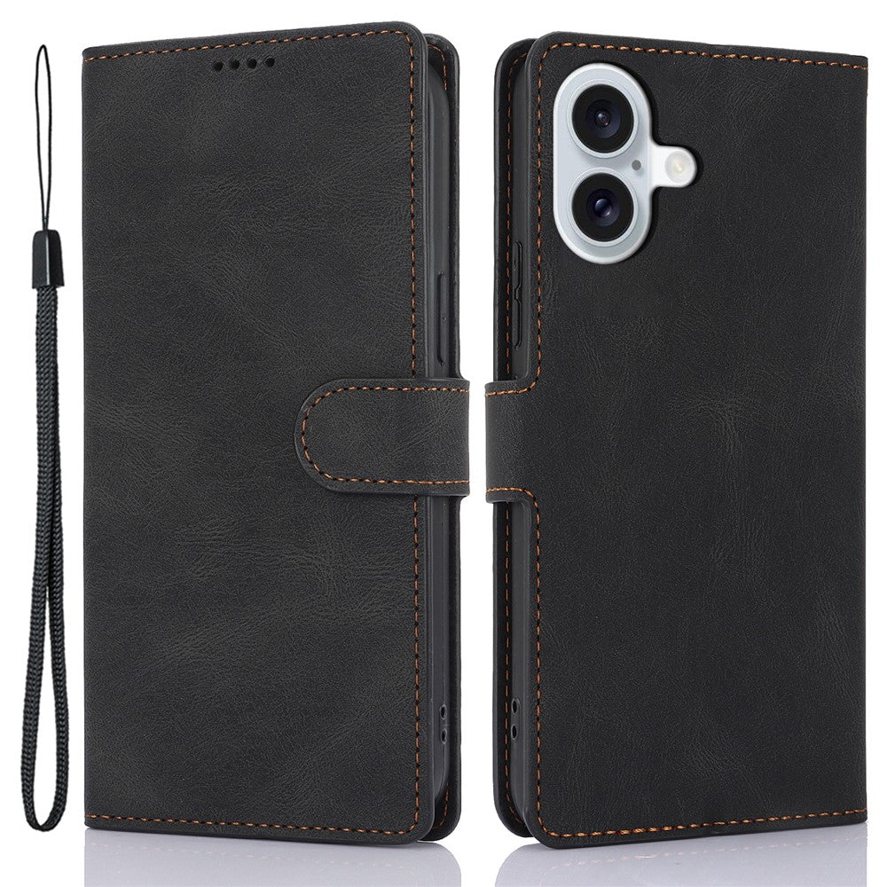 For iPhone 16 Case PU Leather Phone Cover Card Holder Magnetic Clasp Protective