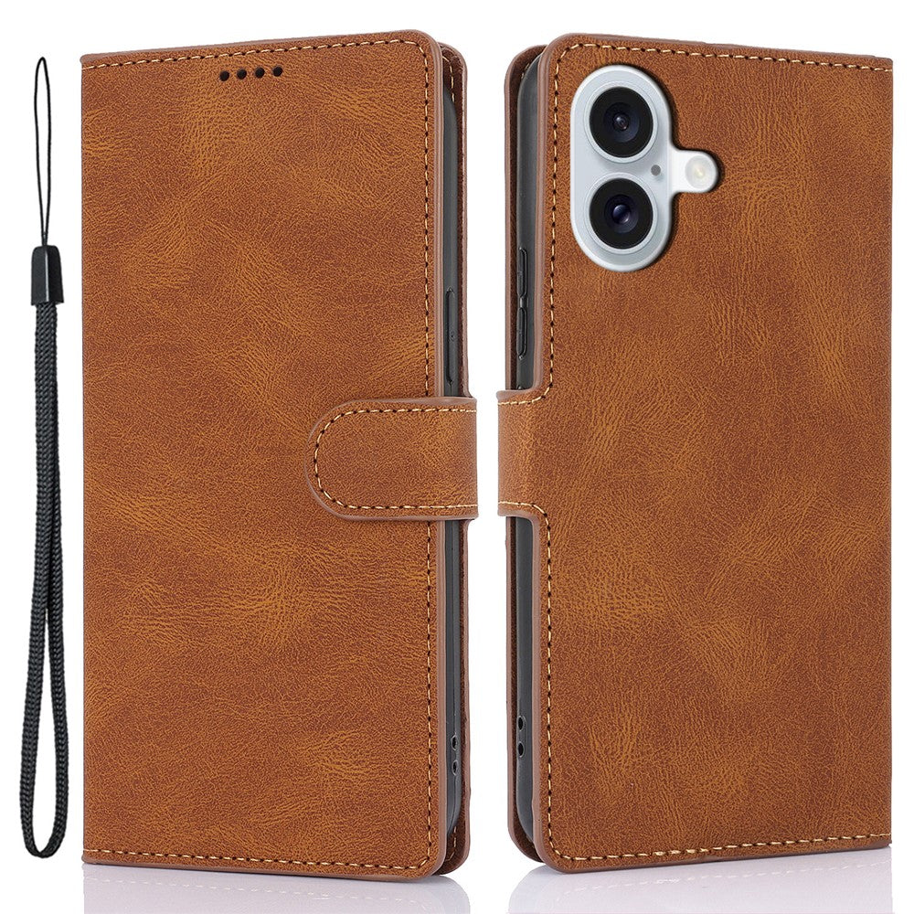 For iPhone 16 Case PU Leather Phone Cover Card Holder Magnetic Clasp Protective
