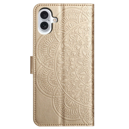 For iPhone 16 Case Mandala Flower PU Leather Flip Wallet Phone Cover