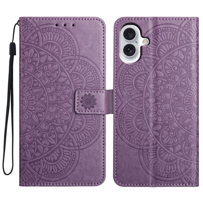 For iPhone 16 Case Mandala Flower PU Leather Flip Wallet Phone Cover