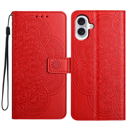 For iPhone 16 Case Mandala Flower PU Leather Flip Wallet Phone Cover