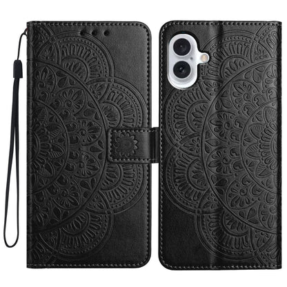 For iPhone 16 Case Mandala Flower PU Leather Flip Wallet Phone Cover