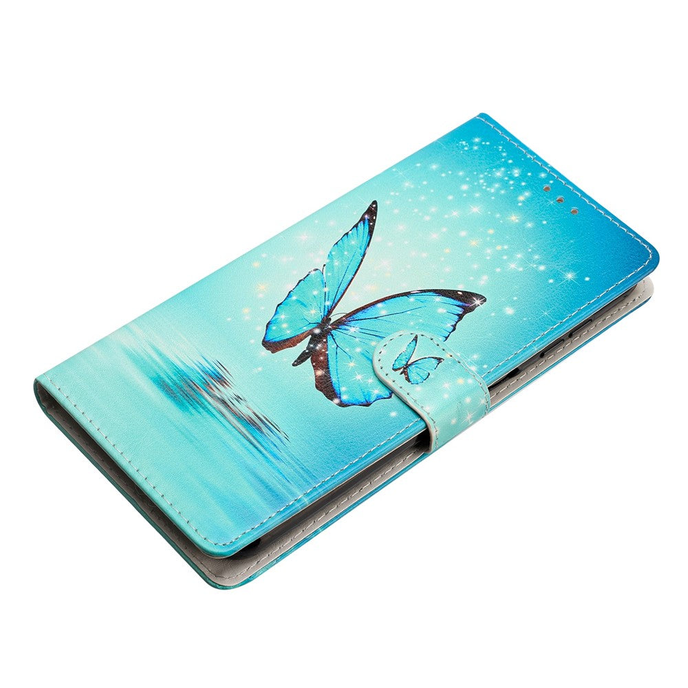 For iPhone 16 Pro Max Case Pattern Print PU Leather Card Slots Phone Cover with Wrist Strap