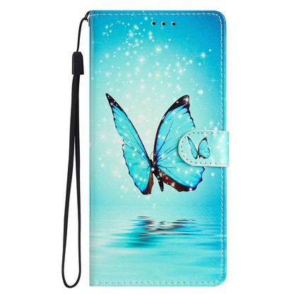 For iPhone 16 Pro Max Case Pattern Print PU Leather Card Slots Phone Cover with Wrist Strap