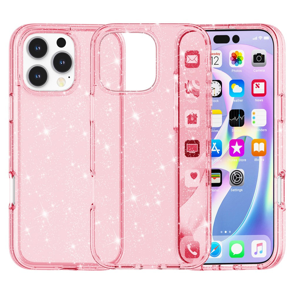 For iPhone 16 Pro Max Case Anti-Scratch PC+TPU Sparkly Glitter Phone Cover