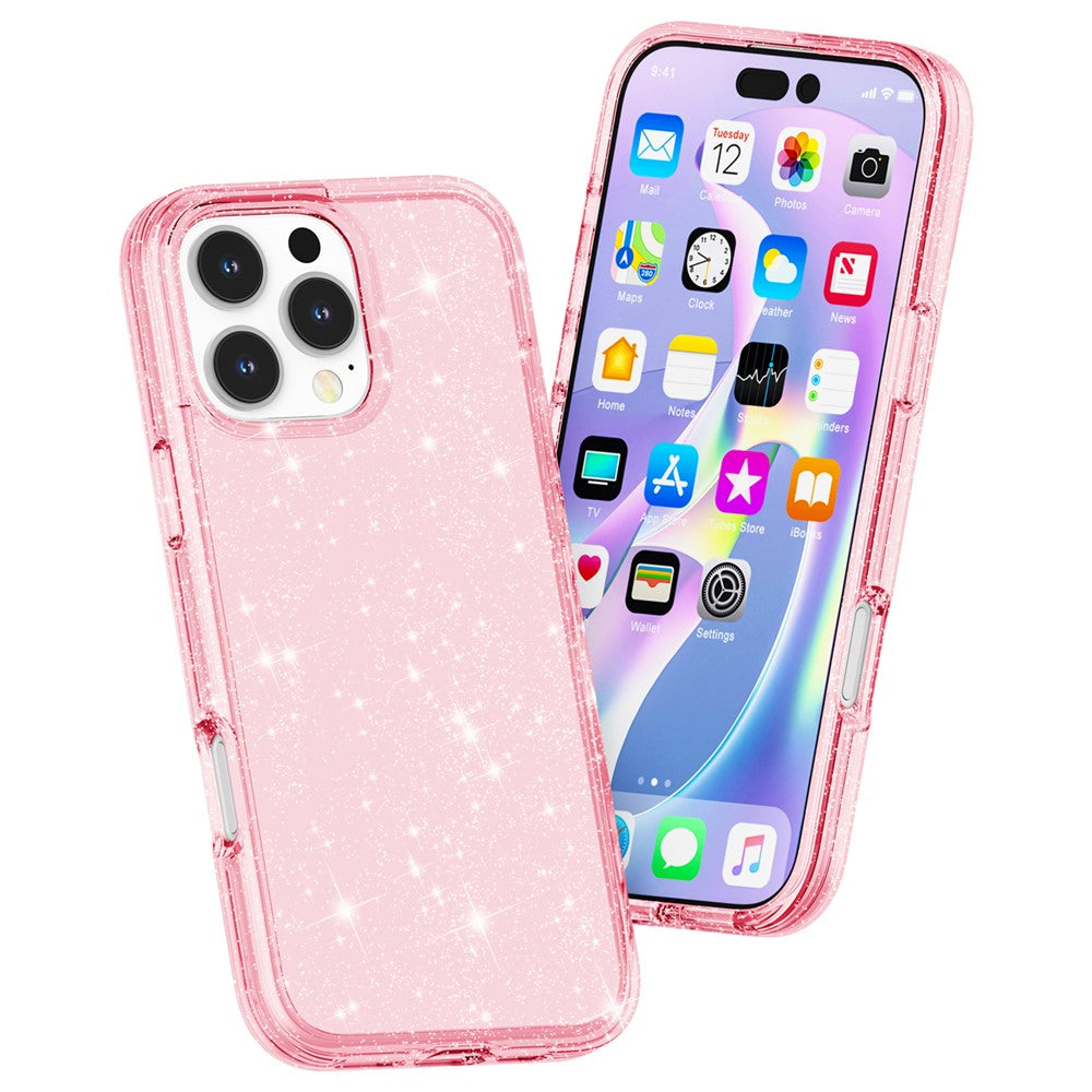 For iPhone 16 Pro Max Case Anti-Scratch PC+TPU Sparkly Glitter Phone Cover