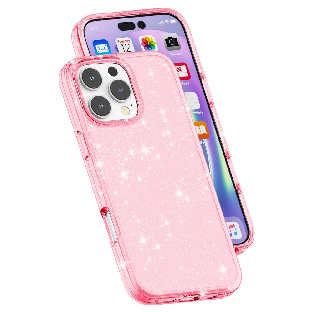 For iPhone 16 Pro Max Case Anti-Scratch PC+TPU Sparkly Glitter Phone Cover
