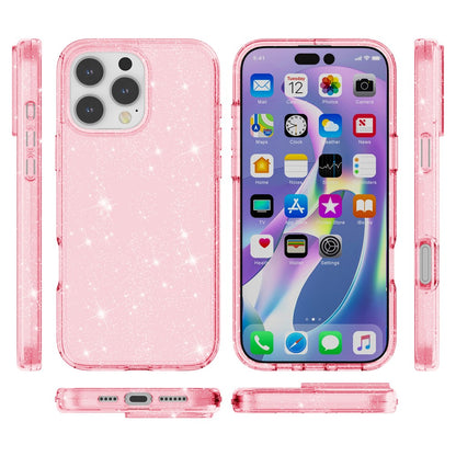 For iPhone 16 Pro Max Case Anti-Scratch PC+TPU Sparkly Glitter Phone Cover