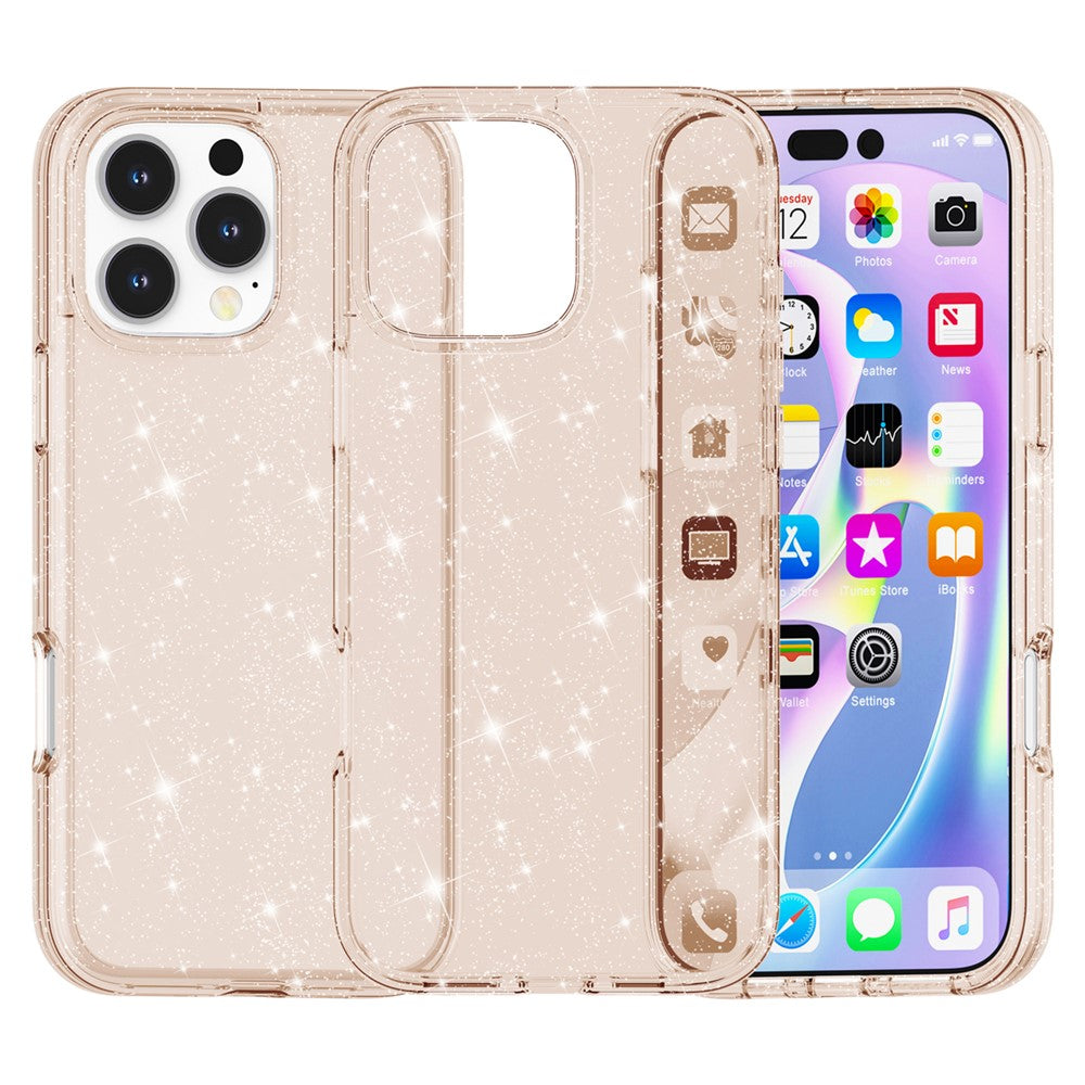 For iPhone 16 Pro Max Case Anti-Scratch PC+TPU Sparkly Glitter Phone Cover