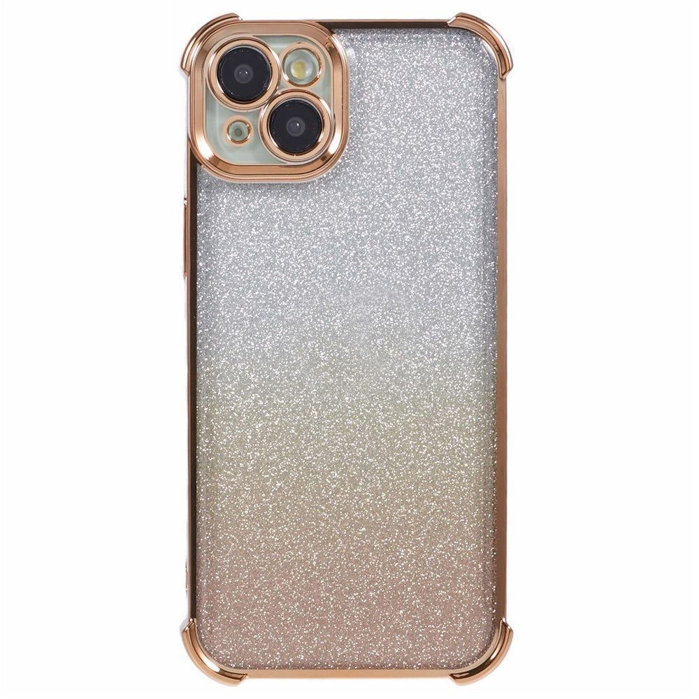 For iPhone 14 Plus Cell Phone Cover Glitter Gradient Electroplating Anti-Fall TPU Phone Case