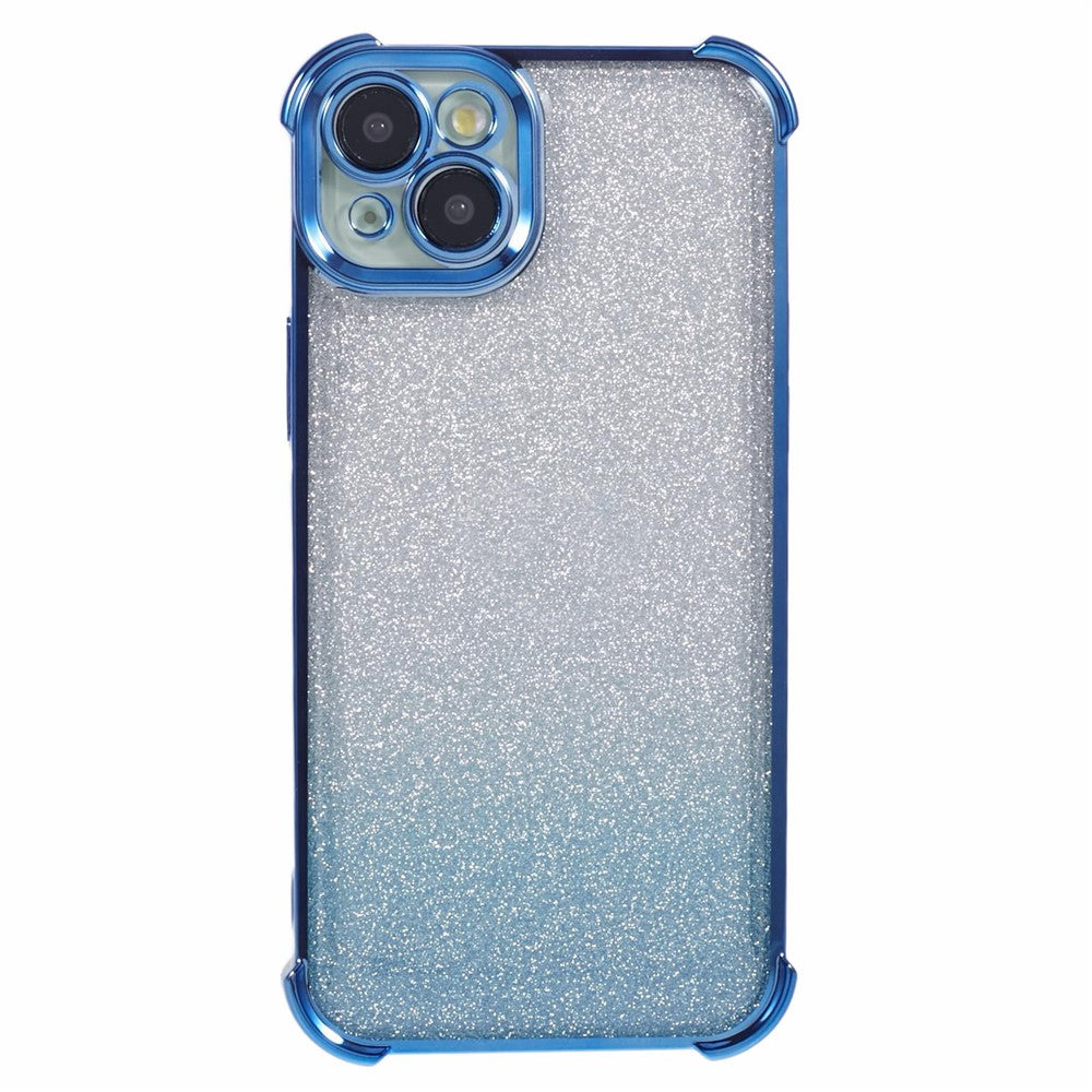 For iPhone 14 Plus Cell Phone Cover Glitter Gradient Electroplating Anti-Fall TPU Phone Case