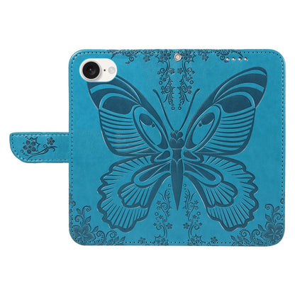 For iPhone 17e / 16e Case with Hand Strap Butterfly PU Leather Wallet Phone Cover