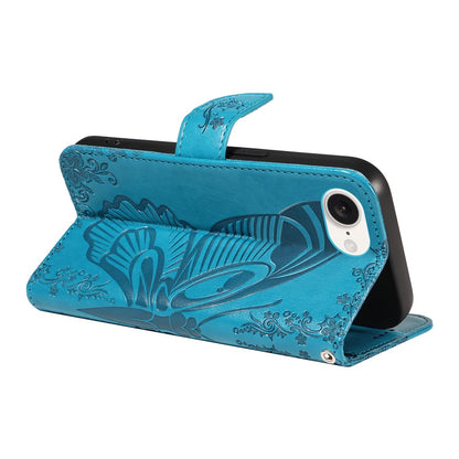 For iPhone 17e / 16e Case with Hand Strap Butterfly PU Leather Wallet Phone Cover