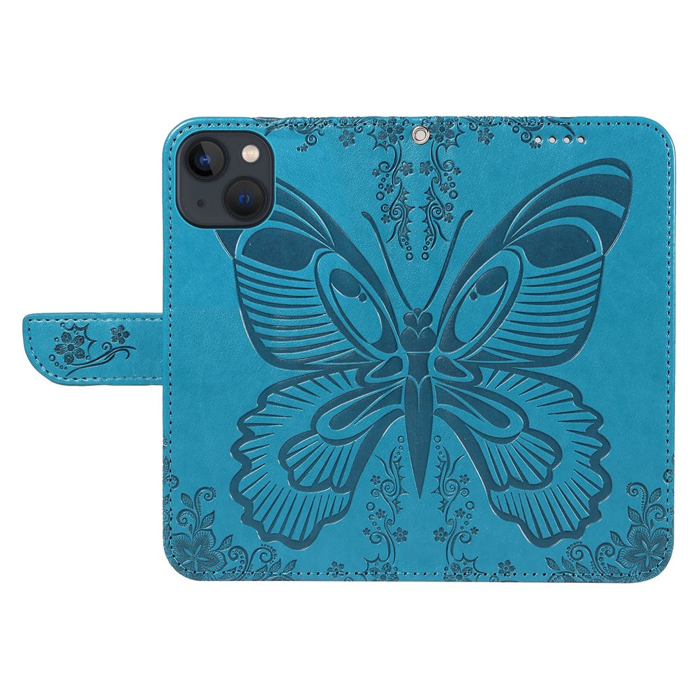 For iPhone 14 Case Butterfly Pattern Leather Phone Cover with Wallet Stand