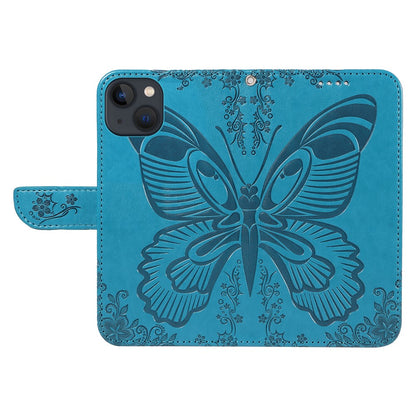 For iPhone 14 Case Butterfly Pattern Leather Phone Cover with Wallet Stand