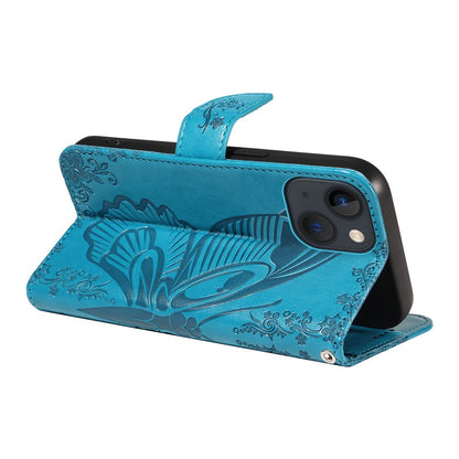 For iPhone 14 Case Butterfly Pattern Leather Phone Cover with Wallet Stand