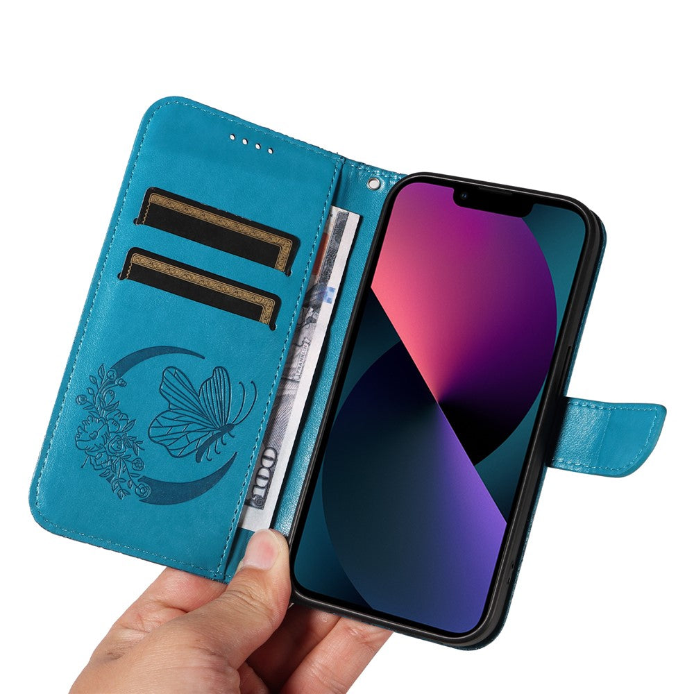 For iPhone 14 Case Butterfly Pattern Leather Phone Cover with Wallet Stand