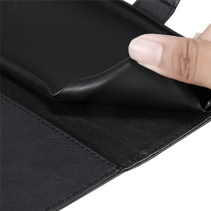 For iPhone 16 Pro Max Case Solid Color Leather Mobile Cover Wallet Stand with Strap