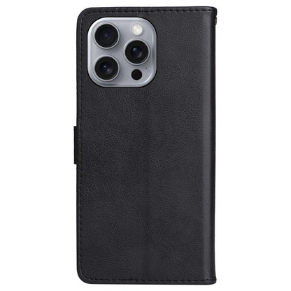 For iPhone 16 Pro Max Case Solid Color Leather Mobile Cover Wallet Stand with Strap