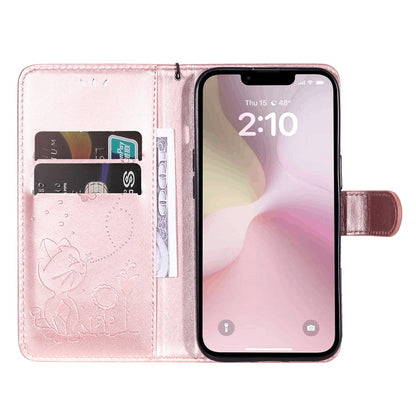 For iPhone 17e / 16e Leather Case Cat Bee Pattern Phone Cover Wallet Stand with Strap