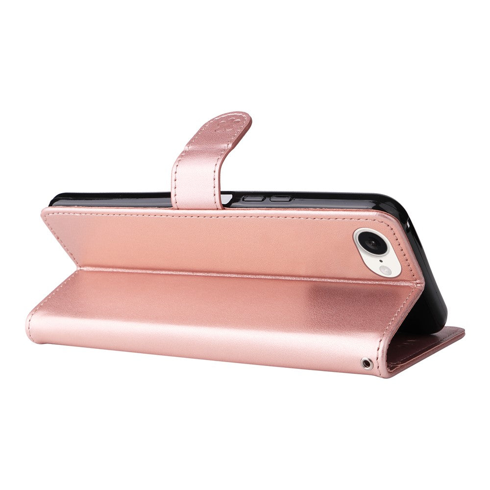 For iPhone 17e / 16e Leather Case Cat Bee Pattern Phone Cover Wallet Stand with Strap