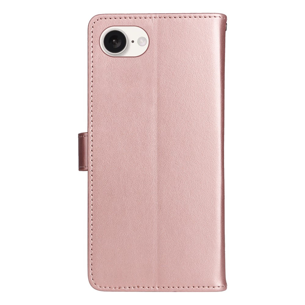 For iPhone 17e / 16e Leather Case Cat Bee Pattern Phone Cover Wallet Stand with Strap