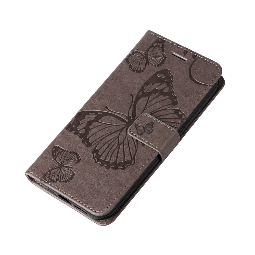 For iPhone 17e / 16e Wallet Case Floral Butterfly Imprinted Leather Phone Cover Stand