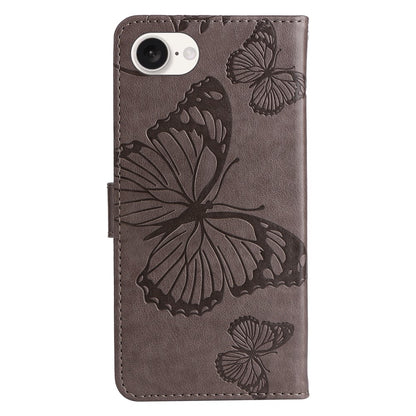 For iPhone 17e / 16e Wallet Case Floral Butterfly Imprinted Leather Phone Cover Stand
