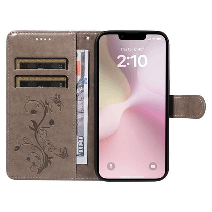 For iPhone 17e / 16e PU Leather Cases Flower Pattern Wallet Stand Phone Cover with Strap