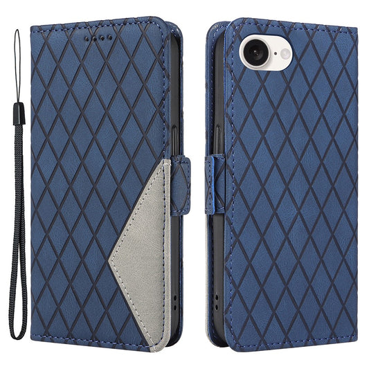 For iPhone 17e / 16e Wallet Case Rhombus Grid Leather Shockproof Phone Cover