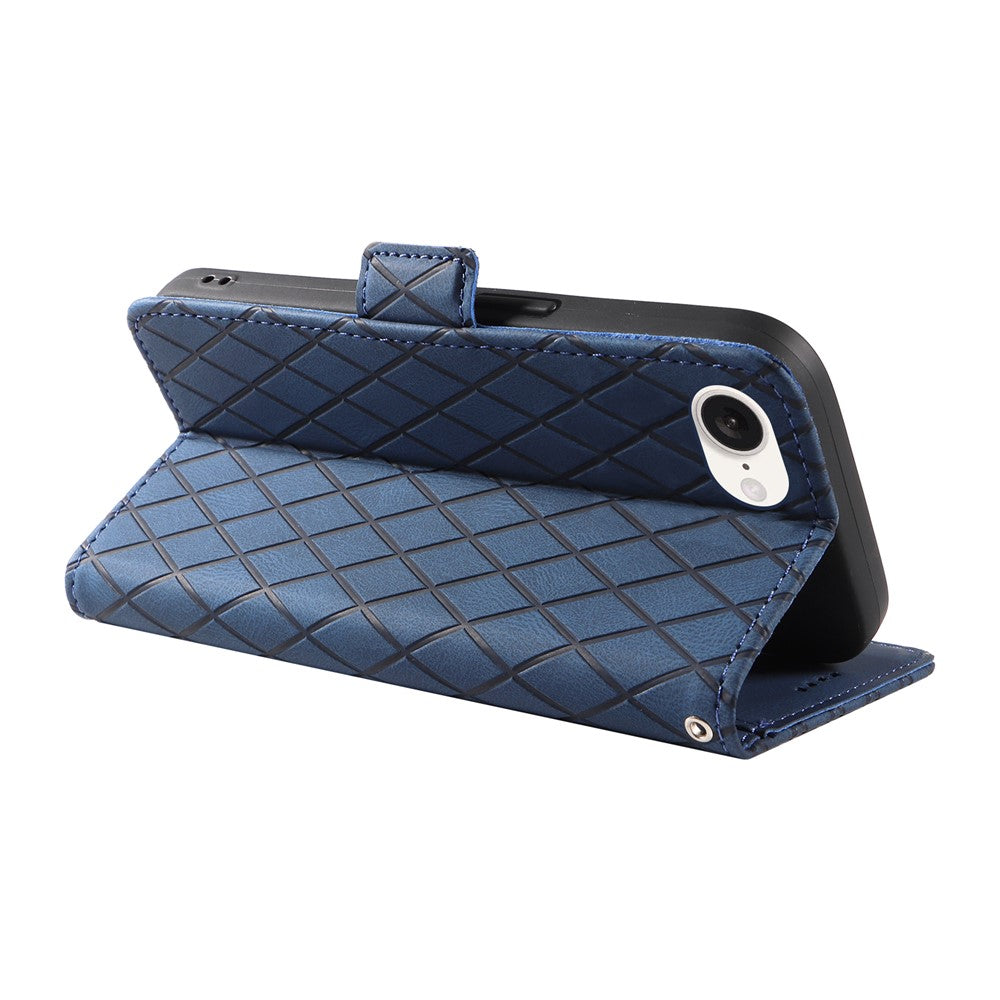 For iPhone 17e / 16e Wallet Case Rhombus Grid Leather Shockproof Phone Cover