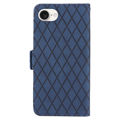 For iPhone 17e / 16e Wallet Case Rhombus Grid Leather Shockproof Phone Cover