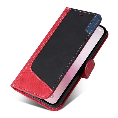 For iPhone 17e / 16e Case Wallet PU Leather Three-Color Splicing Phone Cover