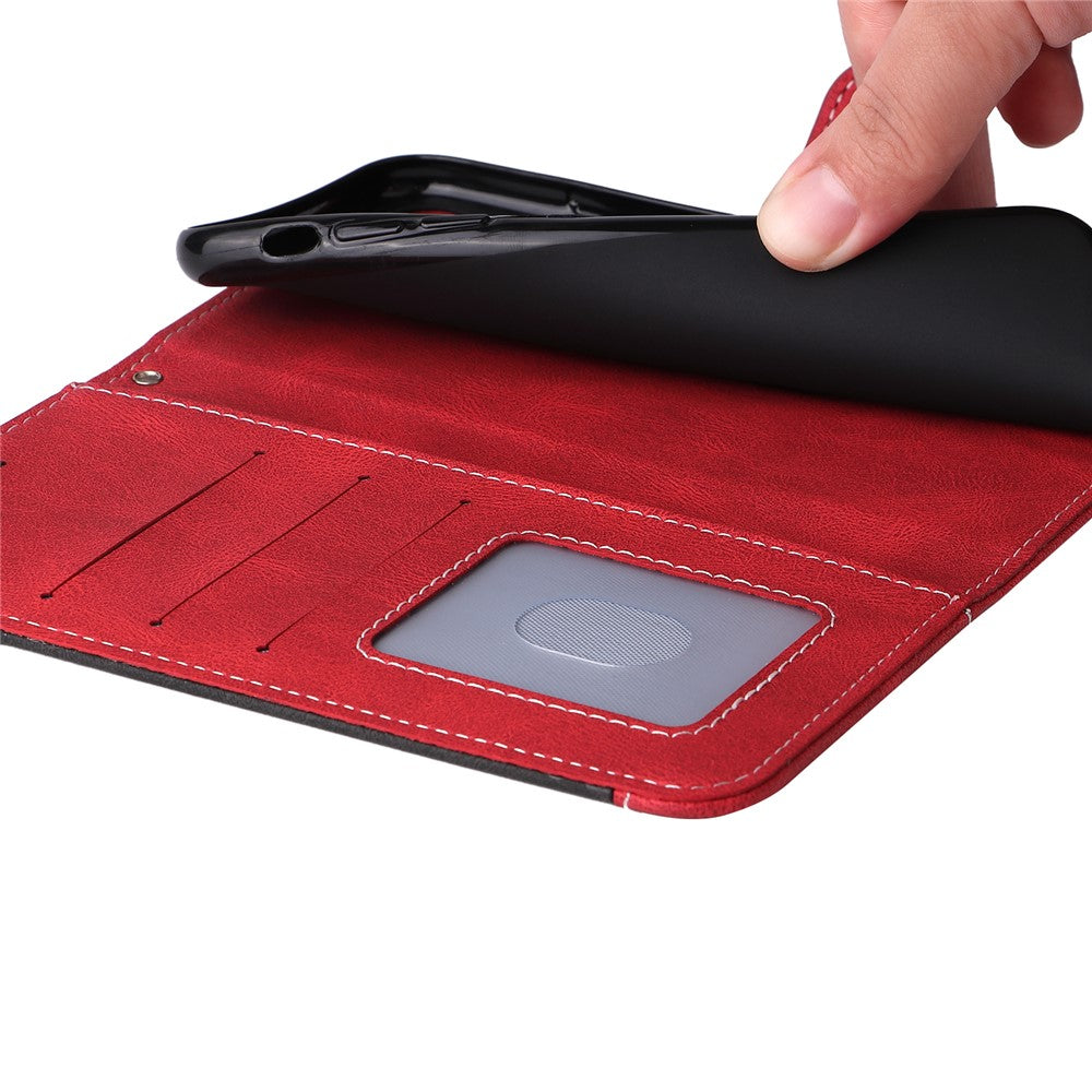 For iPhone 17e / 16e Case Wallet PU Leather Three-Color Splicing Phone Cover