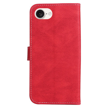 For iPhone 17e / 16e Case Wallet PU Leather Three-Color Splicing Phone Cover