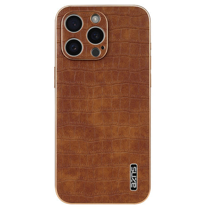AZNS For iPhone 15 Pro Case Crocodile Texture Leather+TPU Phone Cover Electroplating Edge