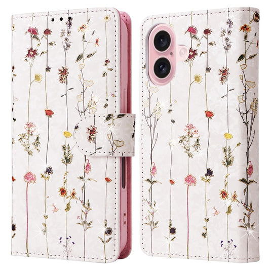 For iPhone 16 Case RFID Blocking Wallet Lacquered Design Mobile Phone Cover